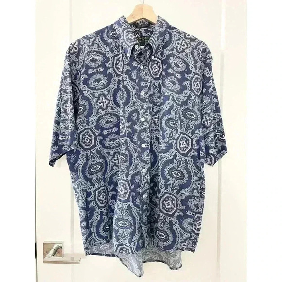 Vintage Colours by Alexander Julian Paisley Batik Short Sleeve Shirt Large - Picture 1 of 6